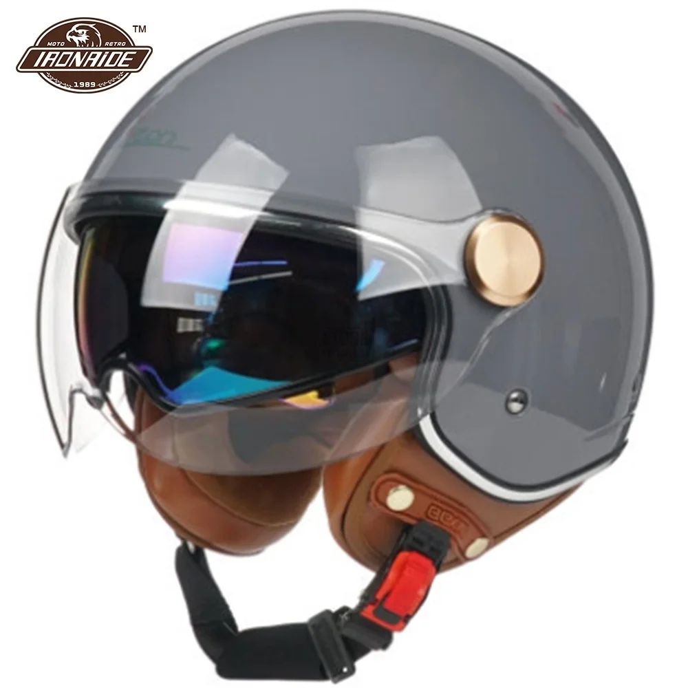 

Шлем мотоциклетный с двойным козырьком, в стиле ретро