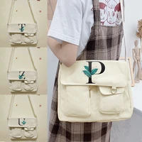 womens canvas crossbody bag youth fashion messenger bags large capacity shoulder bag leaf pattern girls casual handbag