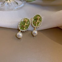 koudoun rose ice crystal green purple color earrings for female retro baroque pearls earrings cute girl accessories gift 2022