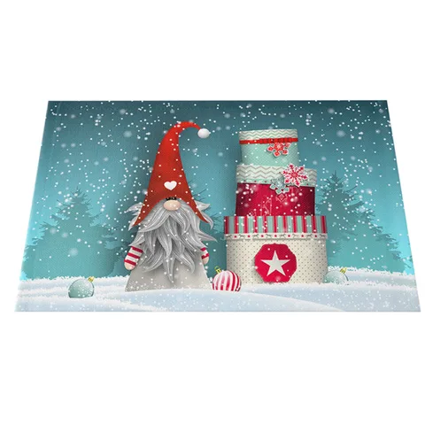 Популярный Рождественский льняной коврик с изображением гнома без лица, тканевый коврик для стола, кухонная подставка, украшение для стола и аксессуары