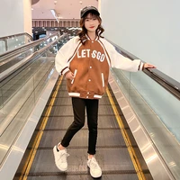 teenager girl spring autumn baseball jacket kids casual sports outerwear children bomber coat long sleeve top 4 5 7 9 11 13 14y