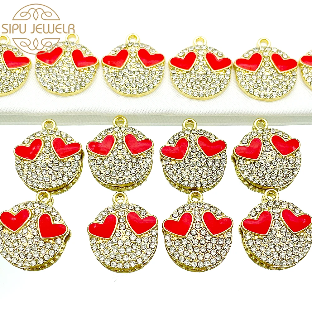 

New 10Pcs 16*16mm Alloy Charms Shiny Crystals Fascinated by Love Pendant For Women Jewelry Making DIY Necklace Earrings Bracelet