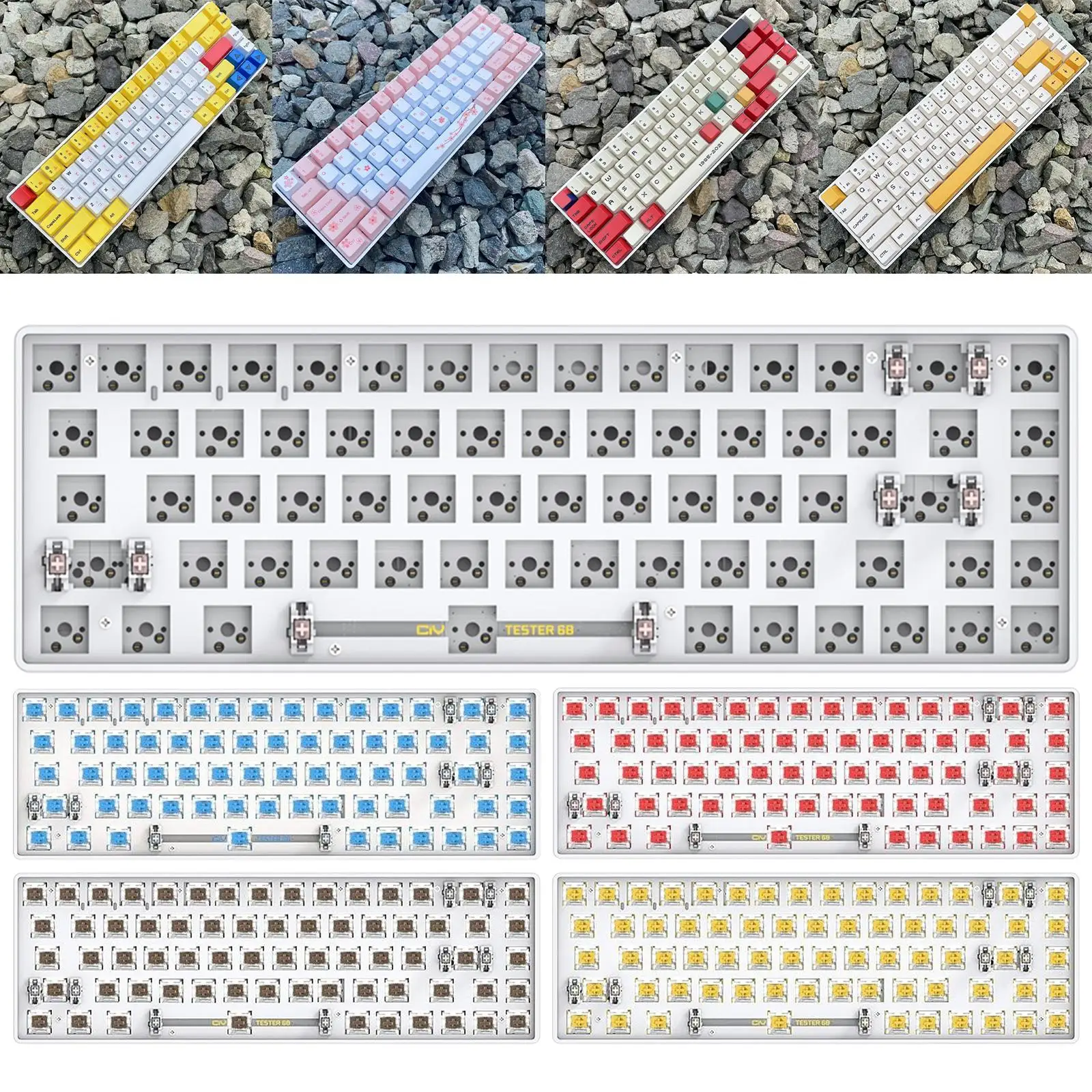 

Tester68 Mechanical Keyboard Kit Tes68 3/5pin Hot Swap Shaft Base Axis BT5.0+2.4G Customized Bluetooth Wireless Keyboard