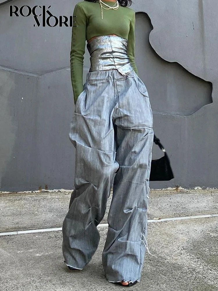 

Rockmore 2023 Streetwear Pleated Trousers Women Baggy High Waist Wide Leg Pants y2k Oversize Sweatpant Joggers Fashion Techwear