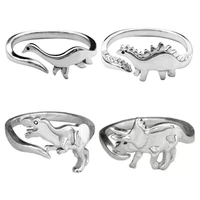 sucee dinosaur rings tyrannosaurus rex stegosaurus ring set gothic cute fashion opening adjustable ring women jewelry wholesale