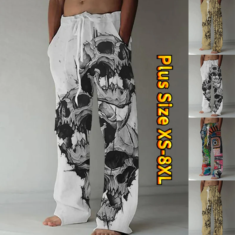 

Young Color Print Pattern Men Straight Loose Trousers Outside Ride Daily Street Style XS-8XL