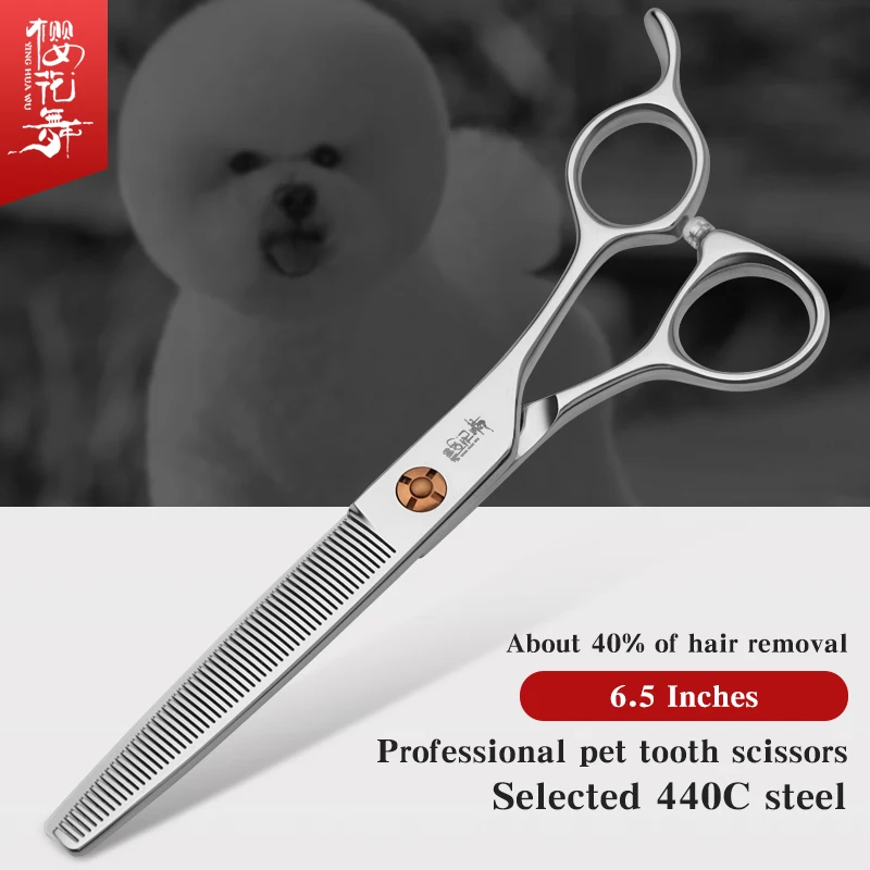 

Pet grooming thinning scissors selected 440C steel dog hair trimming scissors 40% hair removal scissors special for pets