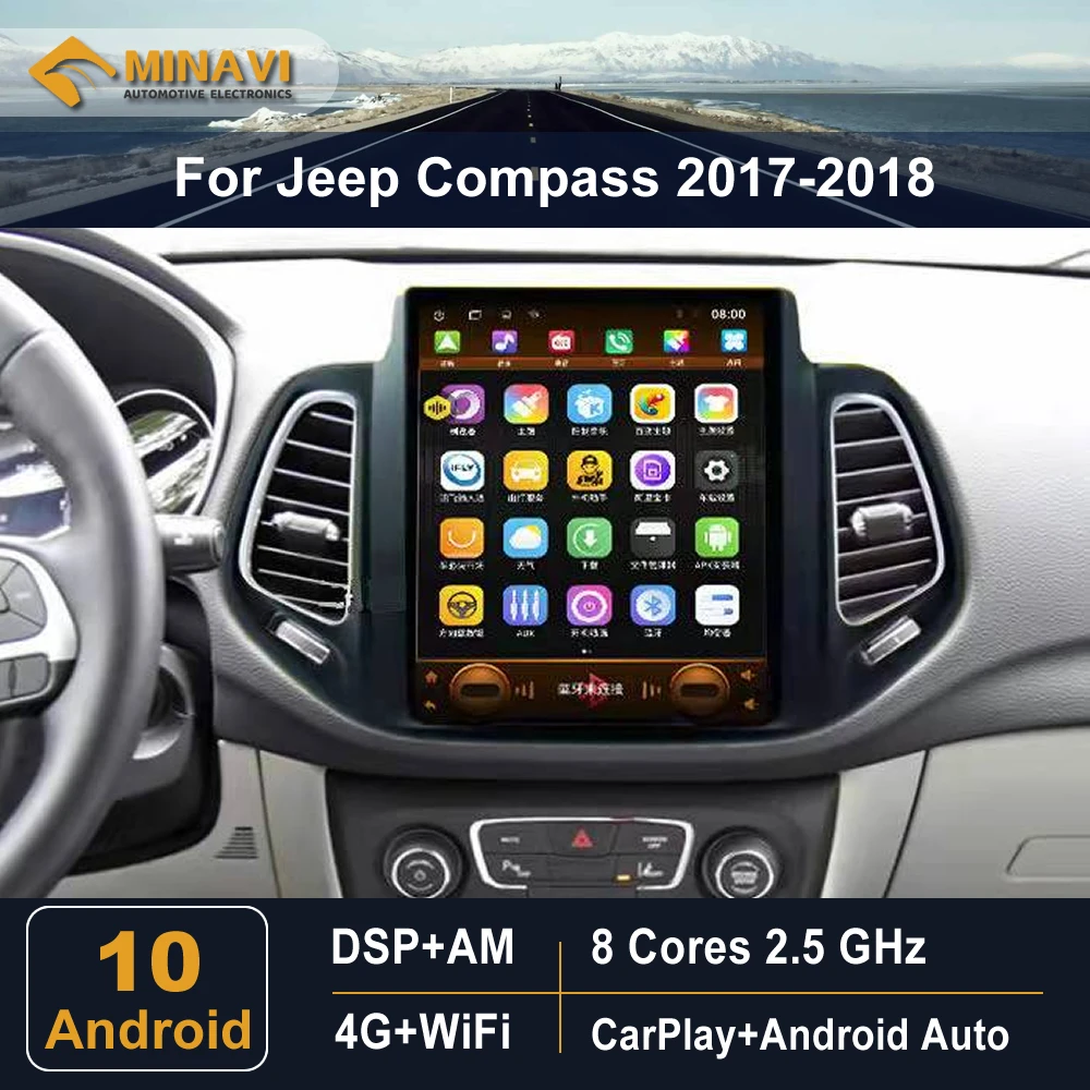 Вертикальный экран 9 7 дюйма в стиле Telsa для Jeep Compass 2017-2018 автомобильное радио