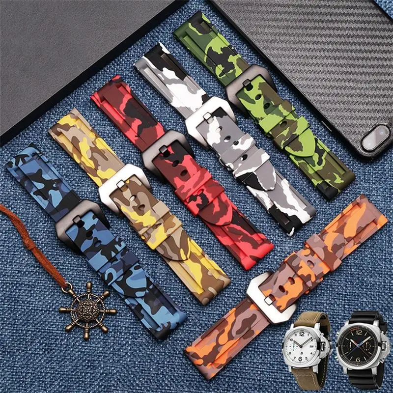 Силиконовый ремешок SCHIK для наручных часов PAM111 386 441 series 20 мм 22 24 26