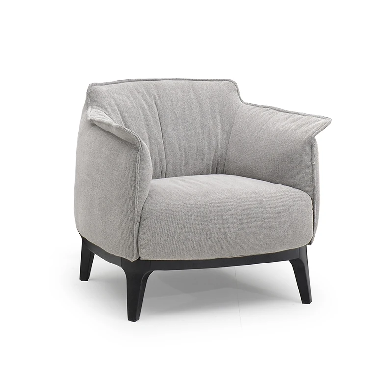 

Steel-land Soft elegant design grey modern fabric living room arm sofa chairs luxury metal lounge chair