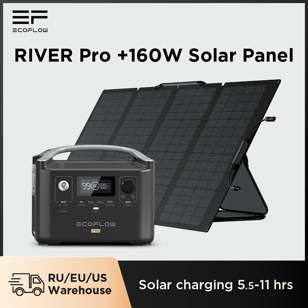 

Портативная электростанция ECOFLOW RIVER Pro, 160 Вт · ч, с солнечной панелью