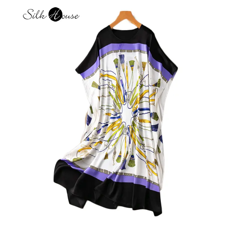 

Printed 22MM Silk Stretch Plain Crepe Satin Gown Bat Sleeve Women's Fashion 2023 Fashion New Dress