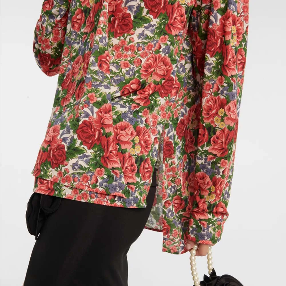 Женская рубашка с V-образным вырезом длинным рукавом и стереоскопическим