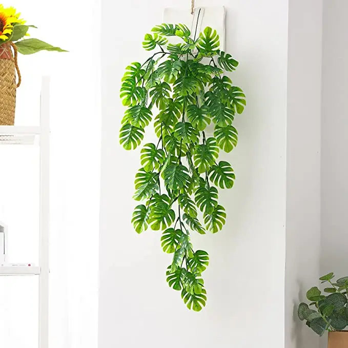 

Artificial Vine Plant Faux Hanging Monstera Plant Fake Palm Leaves Vine Ivy Grass for Home Garden Balcony Shop Office Wall Decor