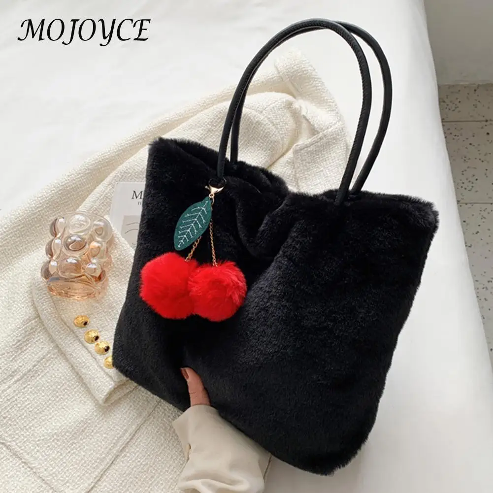 

Fashion Women Top-Handle Bag Retro Women Solid Color Small Handbag Pretty Girls Autumn Winter Leisure Plush Purse
