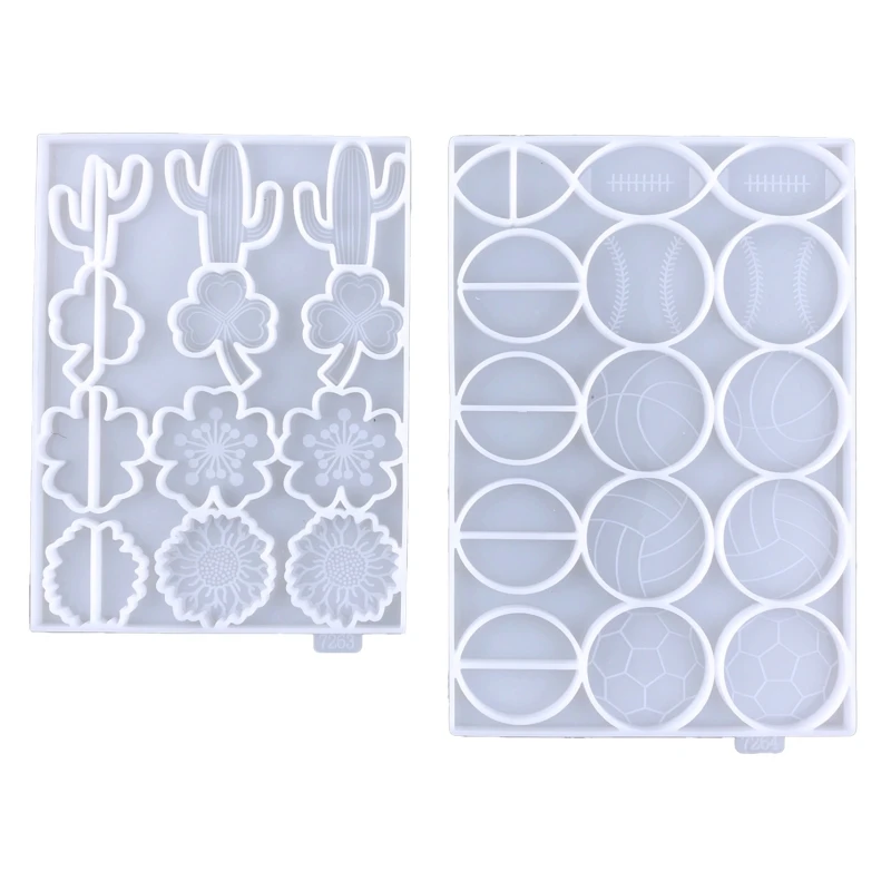 

Straw Topper Silicone Mold for Epoxy Resin Epoxy Casting Mould Baseball Football Cactus Clover Molds for DIY Straws