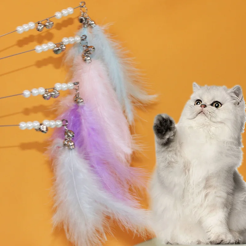 

2022 New 1Pcs Cat Toys Cat Funny Sticks Bells Sounds Boredom Relief Interactive Feather Rods Household Pets Cats Supplies JJ85