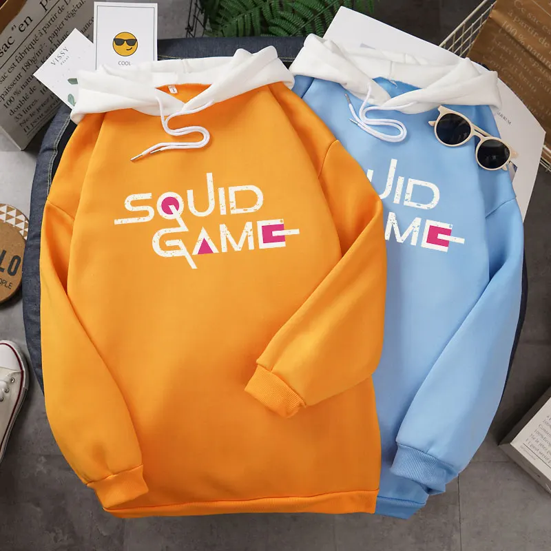 

Women's Sweatshirt y2k Kawaii Squid Game Player 067 Kang Sae Byeok Print Fleece Spell Color Splic Hoodies Harajuku Woman Clothes