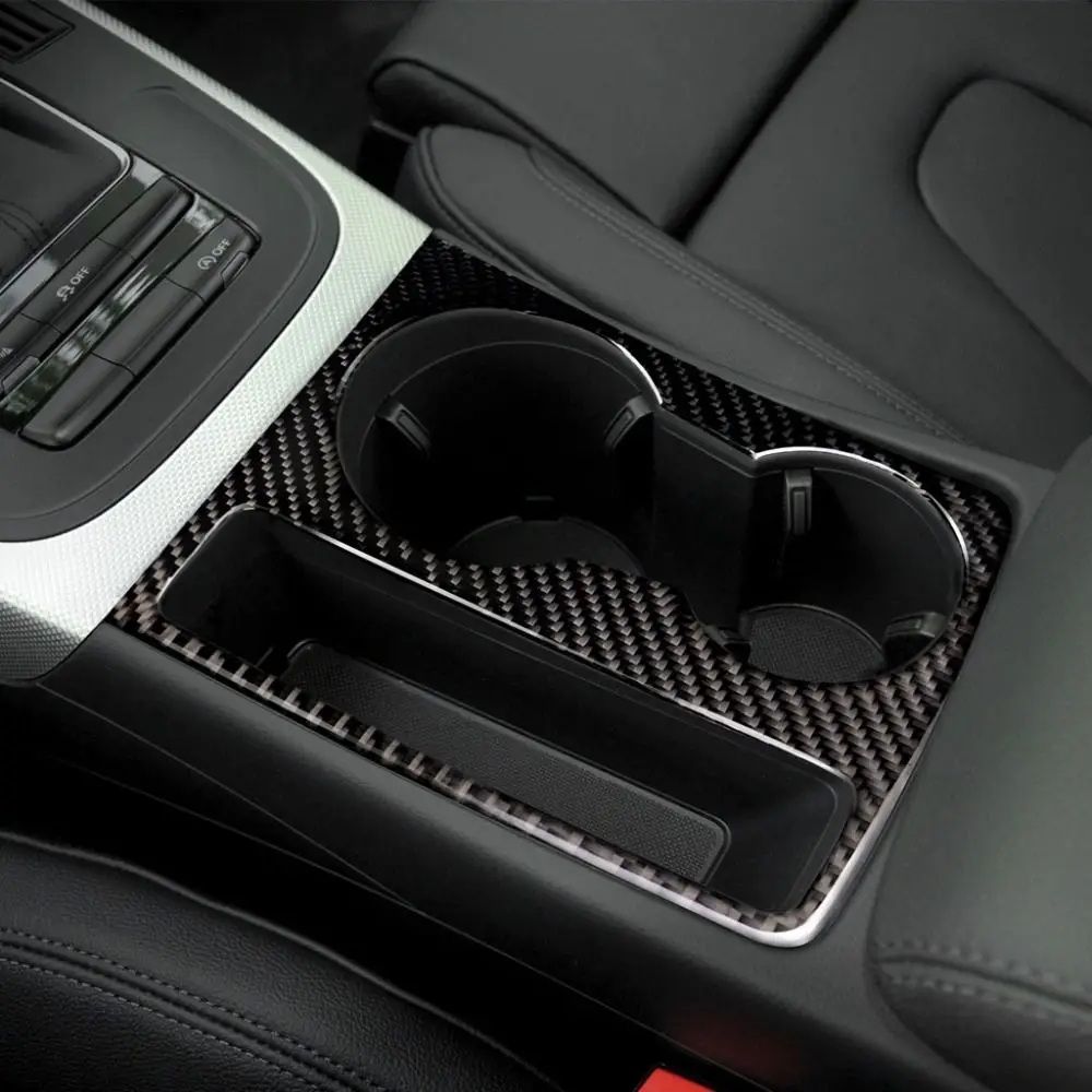 

New Decoration Tool Styling Sticker Car Cup Holder Panel Trim Cover Frame Carbon Fiber For Audi A5 A4 B8 2009-2016