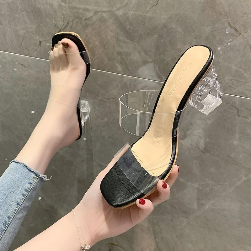 

Heels Shoes Woman Transparent Sandals Plus Size 42/43 Ladies Flip Flops Nude Sandalias Mujer Clear Slippers