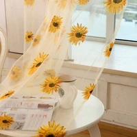 2pcs sun flower transparent curtains wear rod balcony window screen sheer voile yarn curtains for balcony living room bedroom