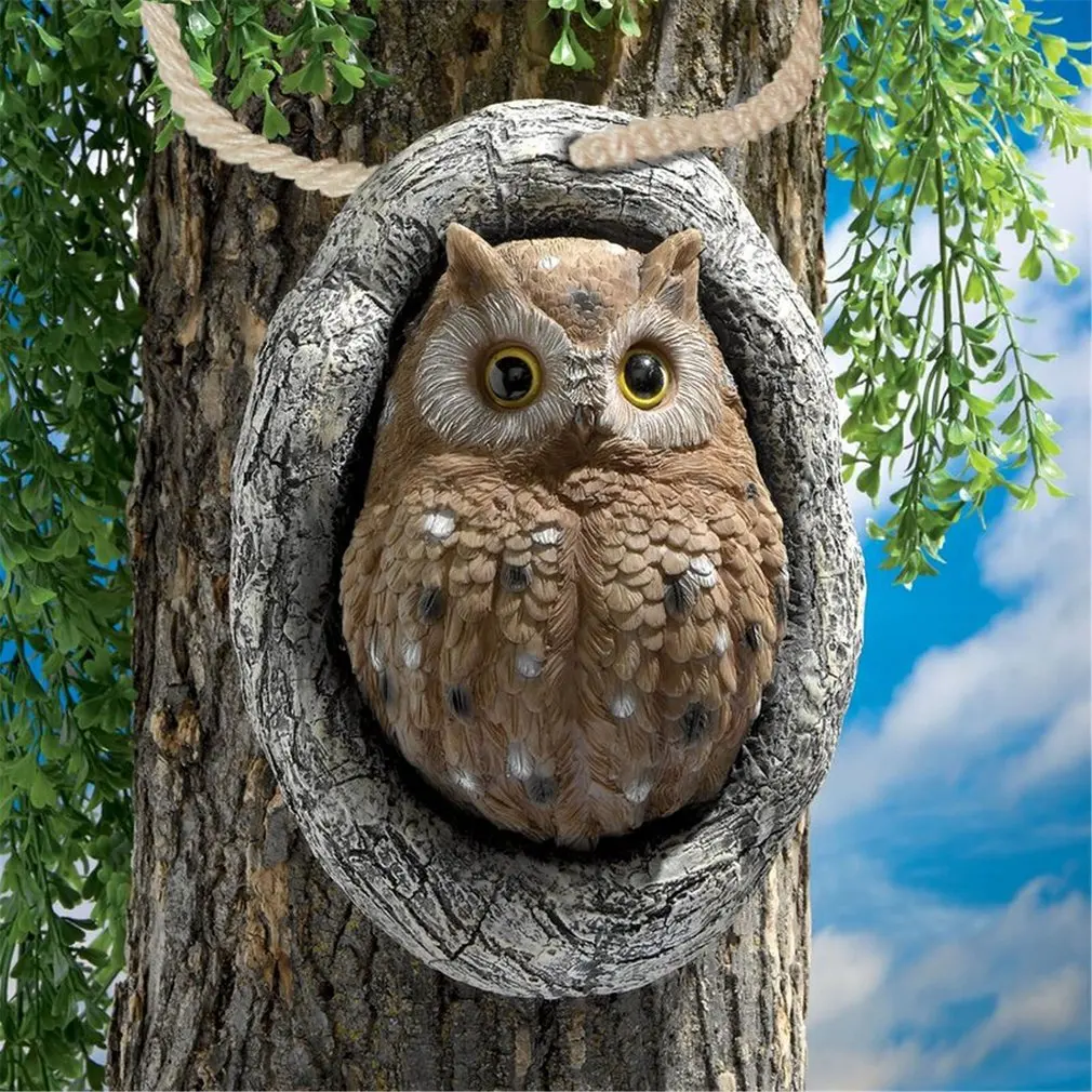 

Owl Tree Faces Decor Outdoor Owl Pendant Tree Sculpture Yard Art Garden Decoration For Outdoor Garden Lawn Statues Decorations