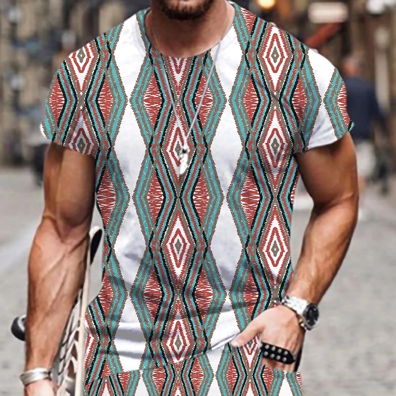 

Футболка мужская с круглым вырезом, модная одежда в полоску, с 3D принтом, в стиле хип-хоп, повседневная одежда в стиле Харадзюку, с коротким р...