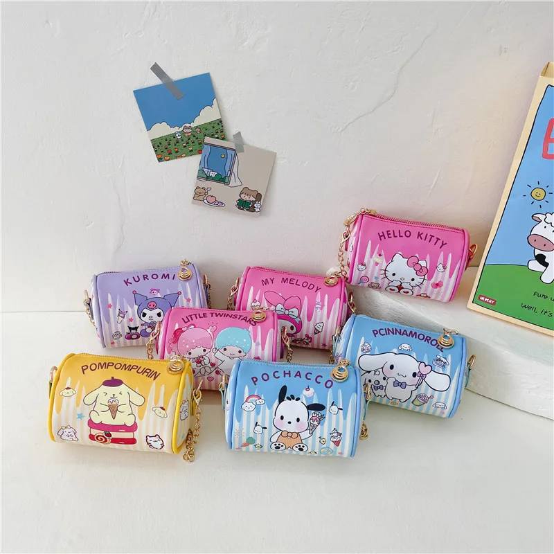 

Kawaii Sanrios понравилось MyMelody Kuromi HelloKittys мультяшная PU сумка-мессенджер Портативная сумка на цепочке сумка через плечо подарок для девочек
