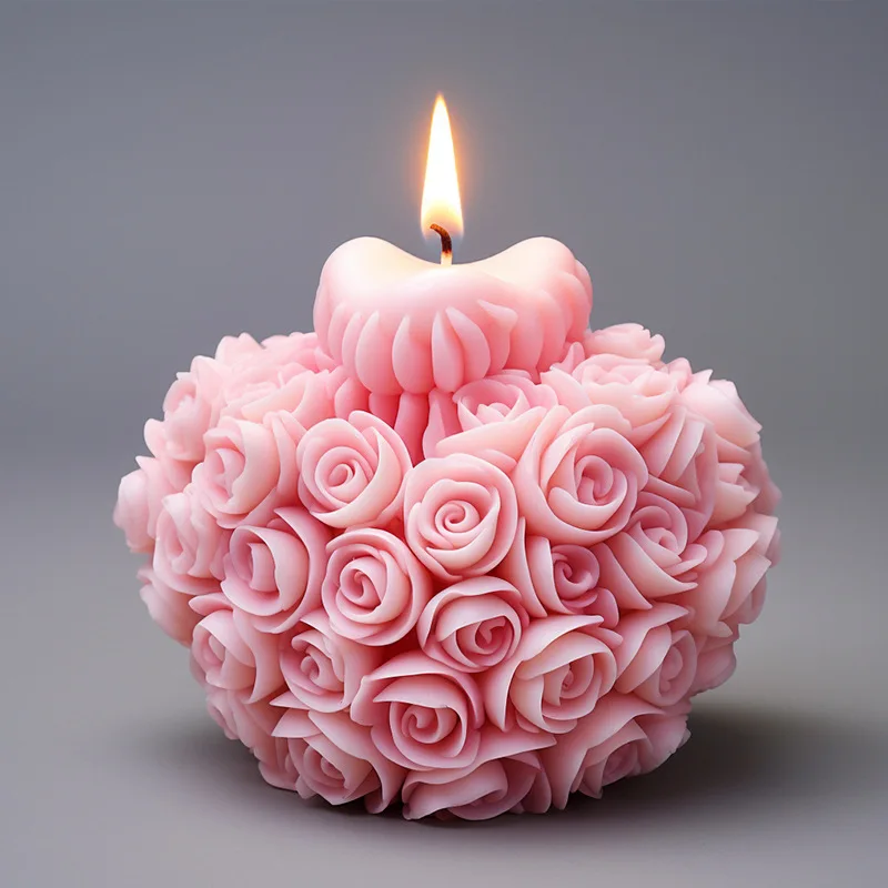 Силиконовая форма в форме сердца розы свечи ручная работа ароматерапия гипс