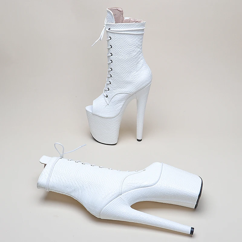 Leecabe White UPPER 20CM/8Inch Women's Platform disco party High Heels Shoes Pole Dance boot