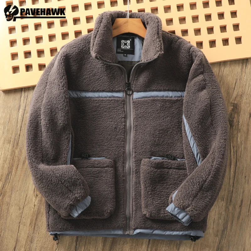 Мужская куртка из овечьей шерсти с воротником-стойкой