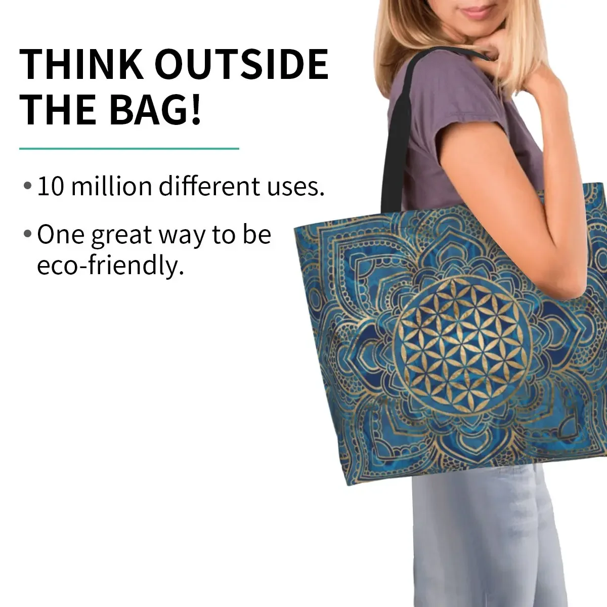 Забавный цветок жизни в реальности сумка-тоут для покупок многоразовая сумка