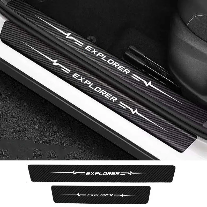 

Fit For Ford Explorer Door Sill Anit Kick Welcome Sticker Carbon Fiber Trunk Edge Guard Scratches Protective Threshold Decals