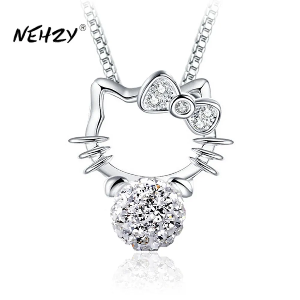 

NEHZY 2022 new women's fashion jewelry animal cat cubic zirconia pearl red black onyx pendant necklace length 45CM