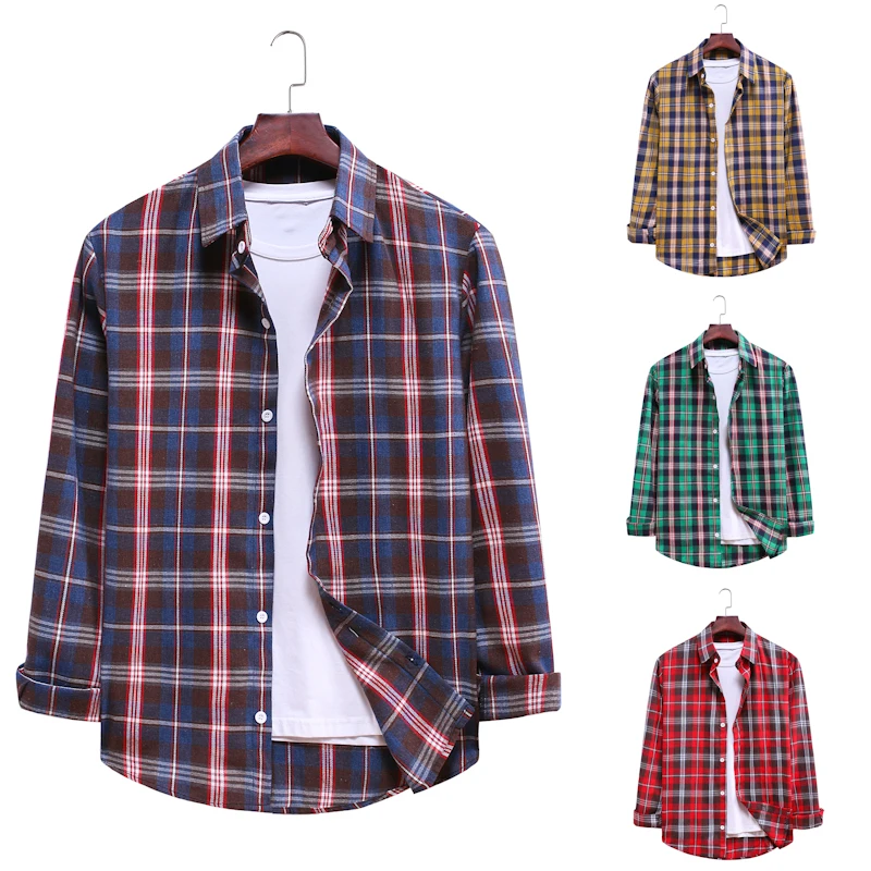 

Удобная Мужская Фланелевая рубашка в клетку с длинным рукавом