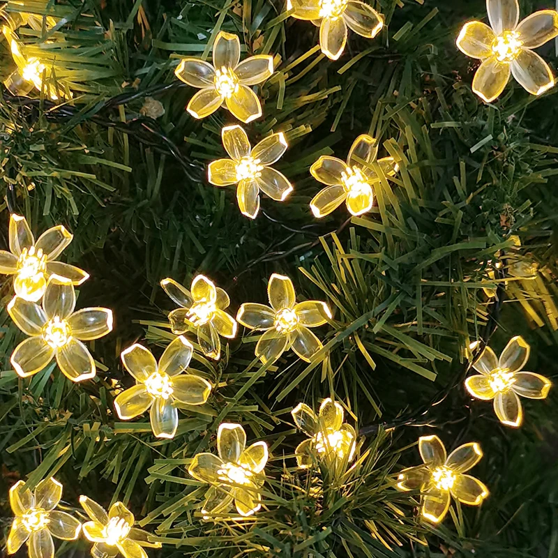 

6.5m/7m Outdoor Sakura LED Light String Solar Led Fairy Lights Garland Lawn Lamp Garden Home Decor Wedding Holiday Party Lamps