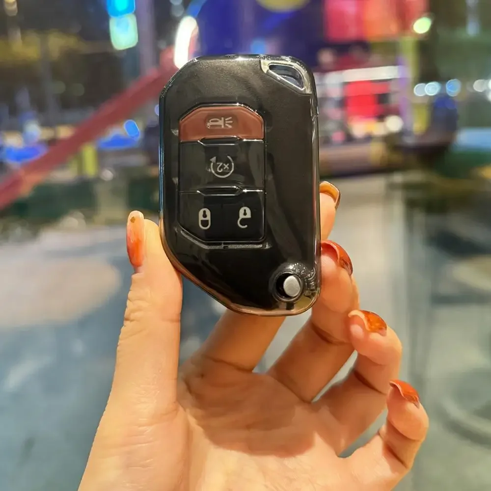 

2 3 4 кнопки флип-пульт дистанционного управления прозрачный чехол для автомобильного ключа из ТПУ для Jeep Gladiator JT Sahara JLU Wrangler JL Rubicon 2018 2019