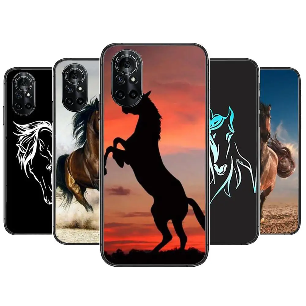 

Horse Animal Clear Phone Case For Huawei Honor 20 10 9 8A 7 5T X Pro Lite 5G Black Etui Coque Hoesjes Comic Fash design
