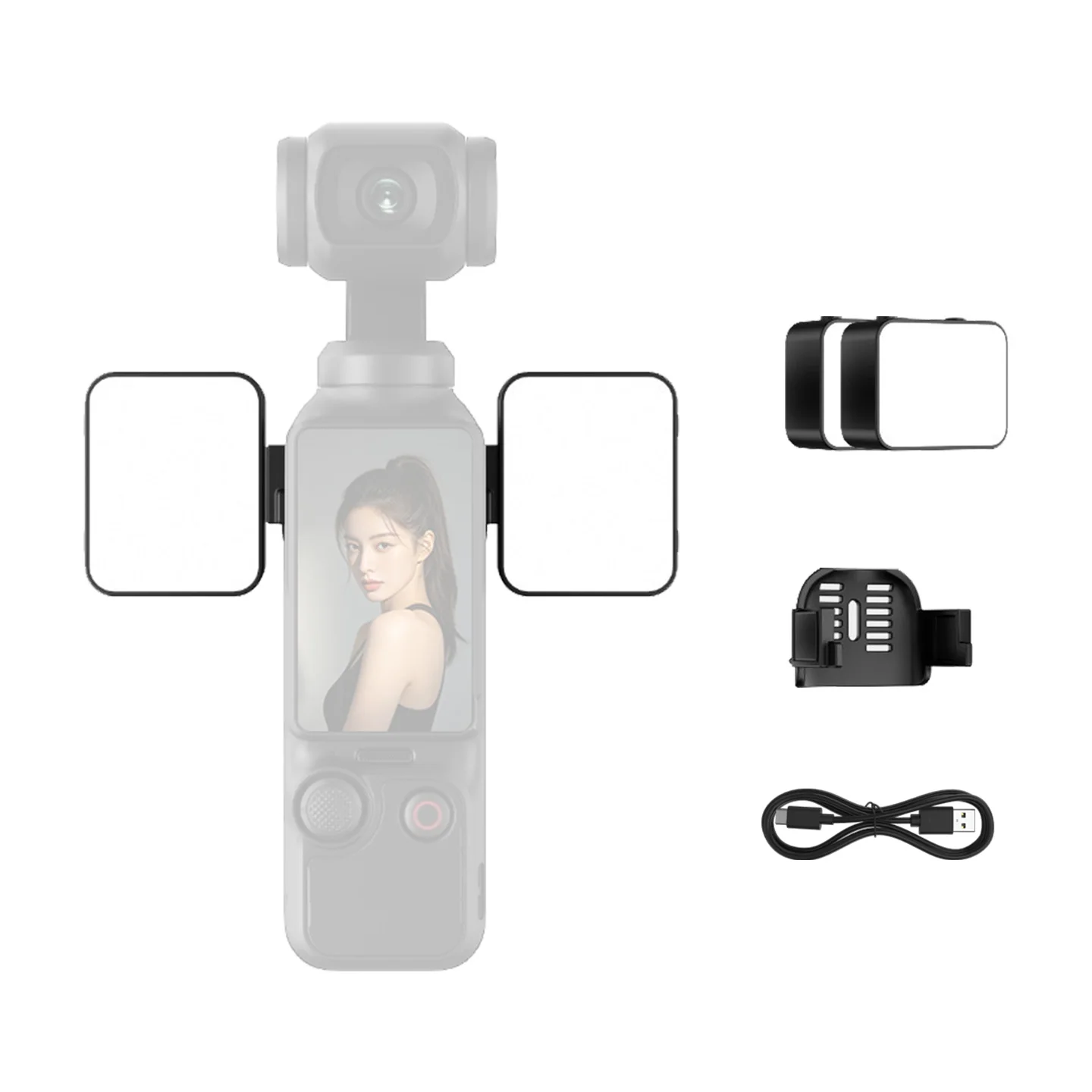 Фото Магнитный мини-осветитель для DJI Osmo Pocket 3: 3 уровня яркости, 3 цветовые температуры, зарядка Type-C, портативный, для видеоблогов, для использования на улице и в ночное время №5