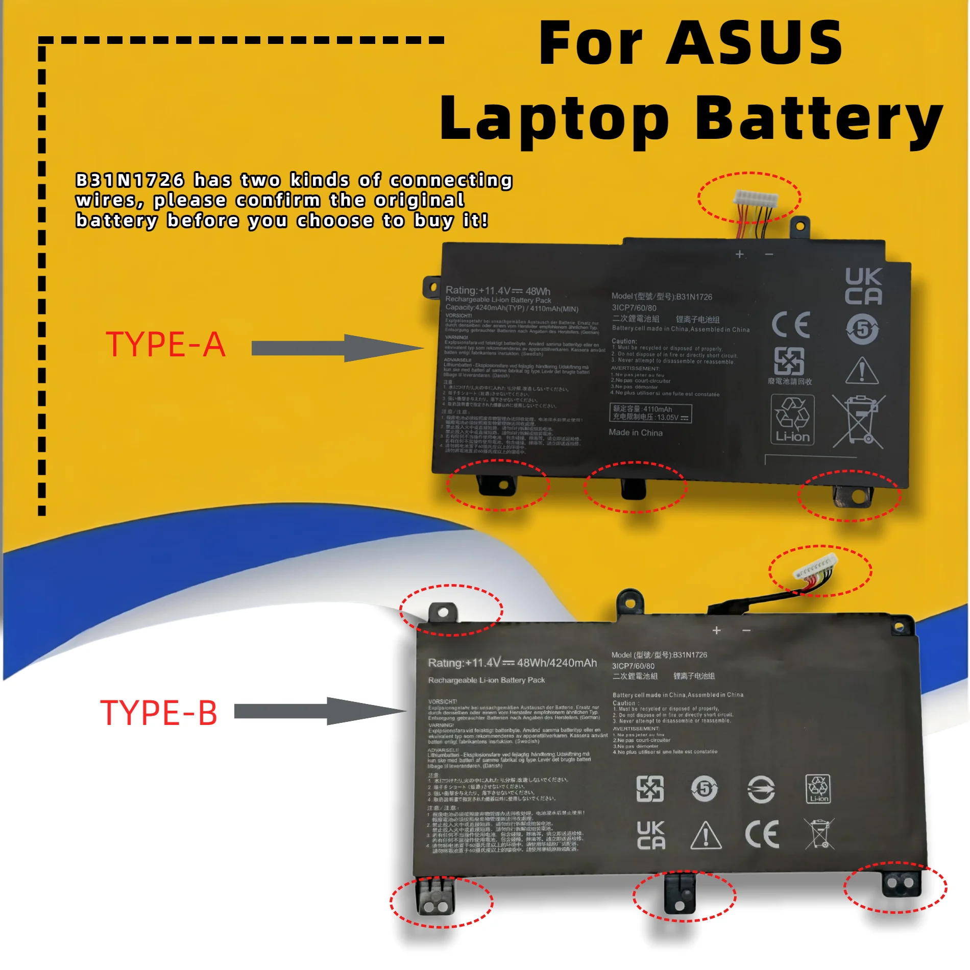 Фото Сменная батарея для ноутбука FRLESUI B31N1726 48WH для ASUS TUF Gaming FX505GE FX505DT FX504 FX86 FX80GM B31BN91, запчасти для ноутбуков. №4