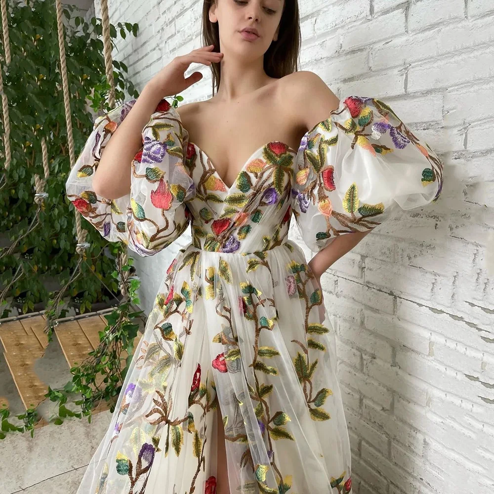 

2023 spring/summer new European and American women's shoulder length skirt bandeau split print temperament mesh dress
