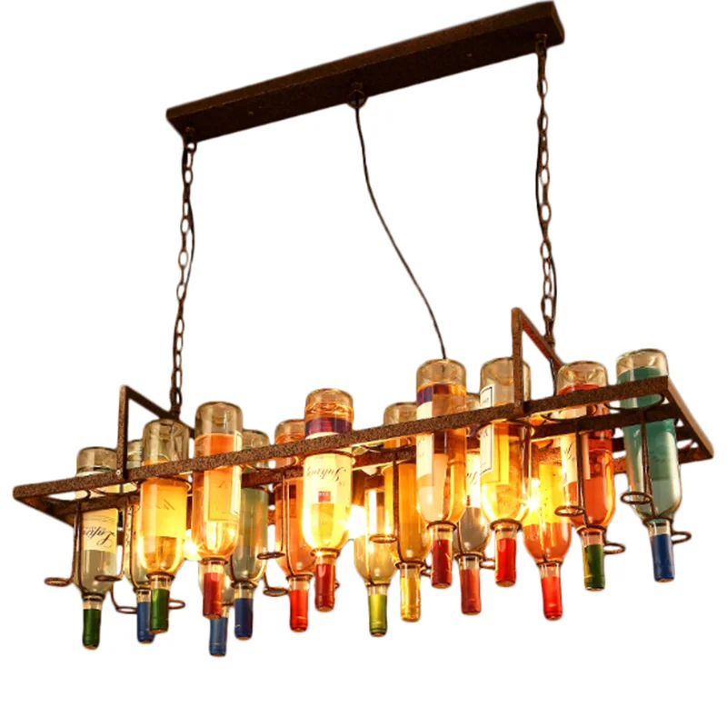 

Italian Style Retro LED Pendant Lights Home Decor Wine Bottle Hanging Lamp Creative Design Pendant Lamp for Living Room Bar Cafe
