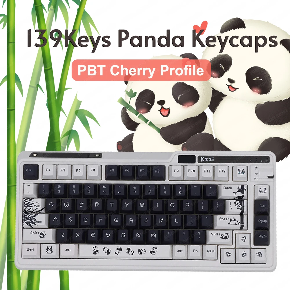 

Panda keycaps 1/set black and white cute cherry profile pbt dub sye key caps pbt for 60% 61 64 68 71 75 81 Mechanical keyboard