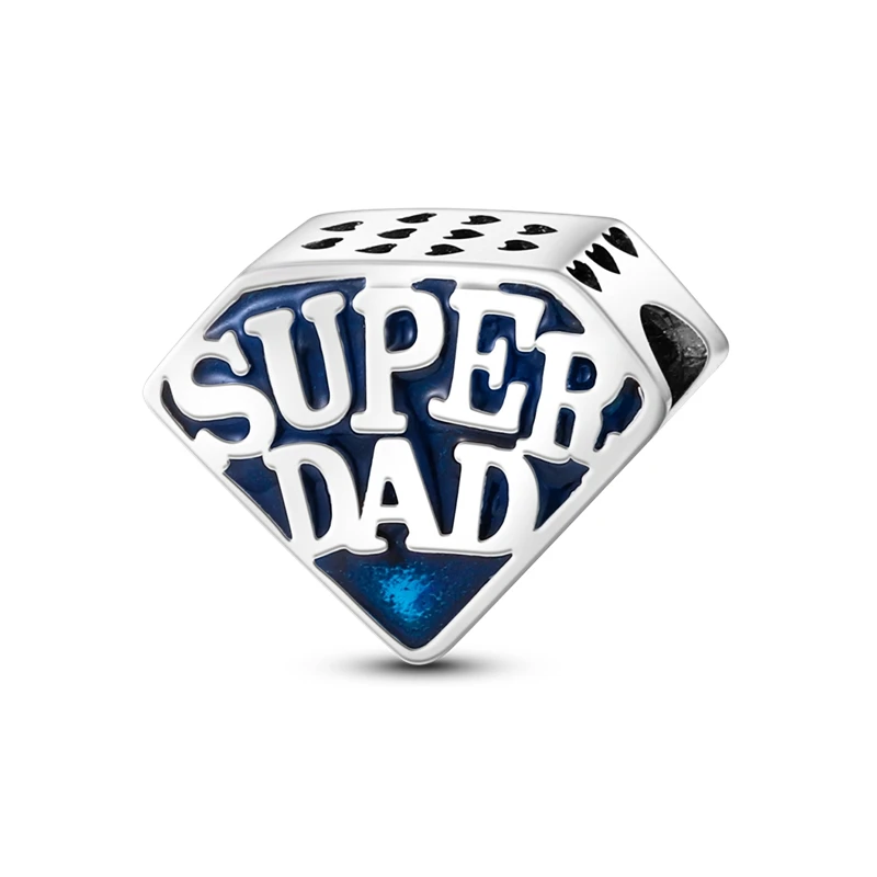

Love Gift Super Dad Father Bead Charm fit Pandora Bracelet Necklace Bead Color Enamel Silver 925 Women Jewelry Making DIY