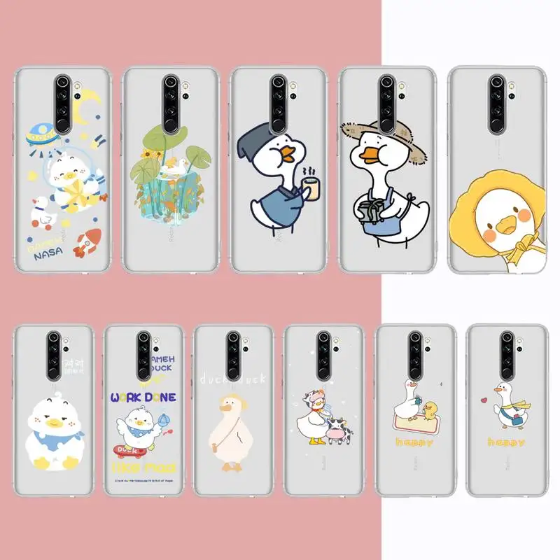 

Cute duck Phone Case for Samsung A51 A52 A71 A12 for Redmi 7 9 9A for Huawei Honor8X 10i Clear Case