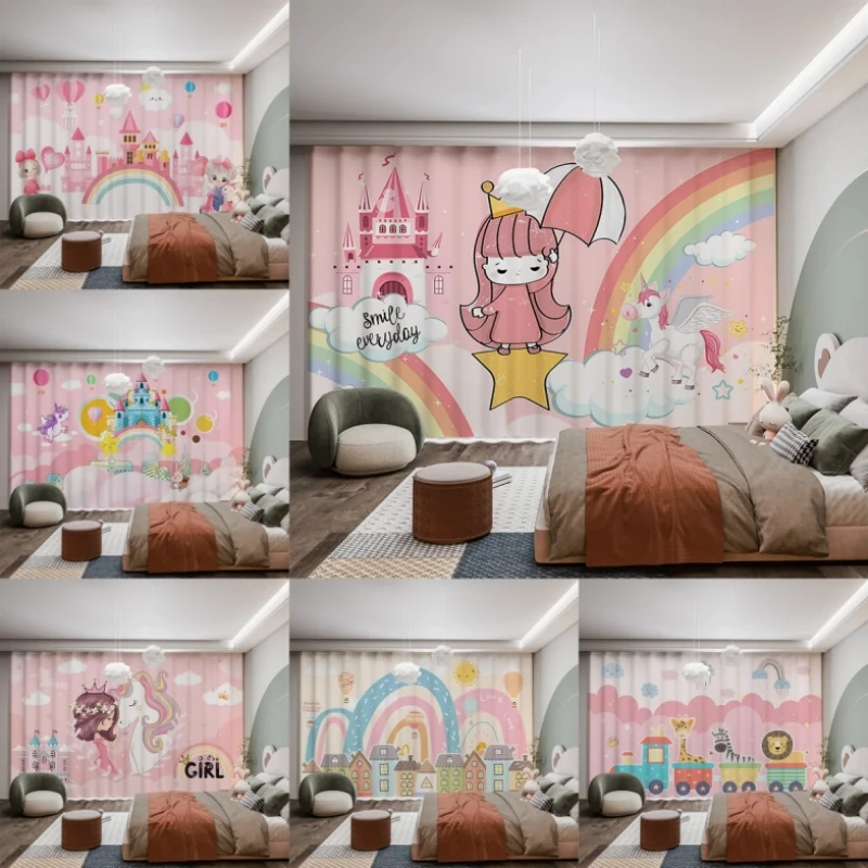 Современный мультяшный замок единорог воздушный шар розовая принцесса Радужный