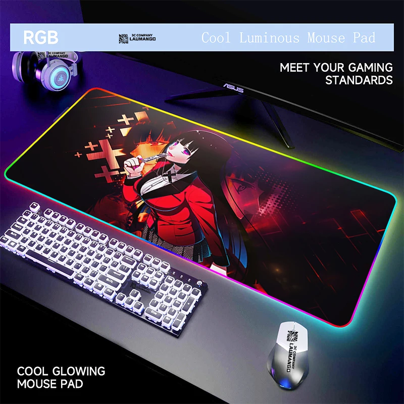 

RGB Large Mouse Pad Keyboards Accessories Computer Kakegurui Anime Mats Pc Keyboard Mat Mause Gamer Xxl Carpet Gaming Cute Table