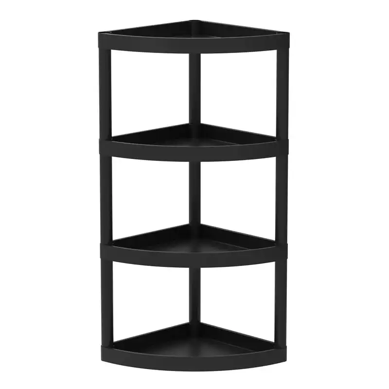 

Tier Plastic Corner Shelf, 20 lb per Shelf Capacity, Black