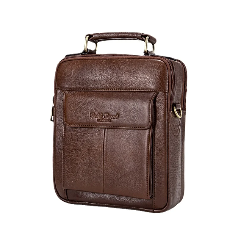 Norbinus Brand Genuine Leather Man Shoulder Bags Fashion Flap Cow Leather Messenger Bag for Male Men's Casual Tote Handbags