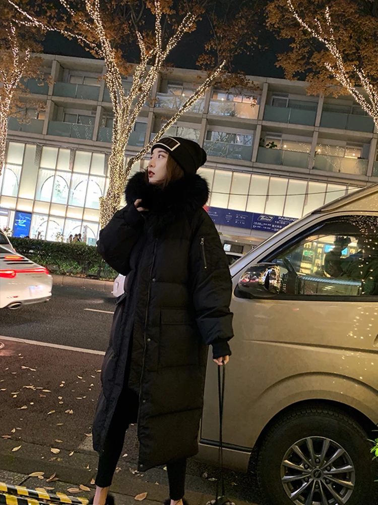 AOSSVIAO 2022 Women Double Sided Down Long Jacket Winter Turtleneck Coat Warm Parkas Snow Outwear Oversized Long Winter Jacket